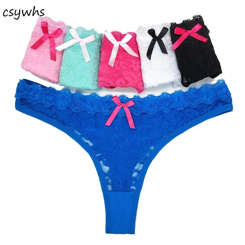 

Lace Womens Transparent Thongs Lingerie G-string Underwear Lace Panties Hollow Out Briefs Ladies T-back 6pcs
