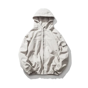 

EWQ / men's wear Loose Coat 2020 spring summer Trend Solid Color Handsome all-match oversize jacket with hooded zipper 9Y1452
