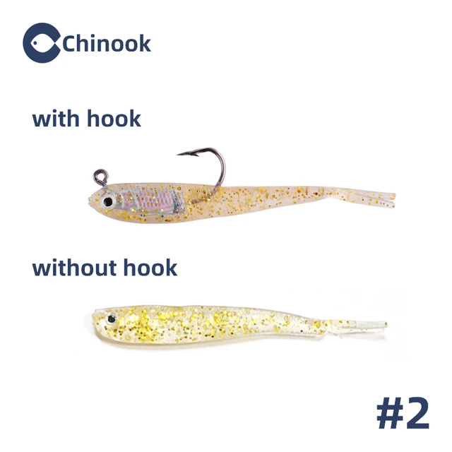 Chinook 5pcs Soft Bait Soft Fish Fork Tail with or without Hook Fish Artificial Silicone Fish Bait Fishing Tackle 2