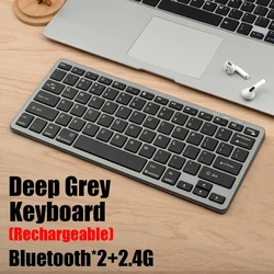 Compact Dual-Mode Wireless Keyboard - Bluetooth & 2.4GHz Connectivity (KM02 Grey)