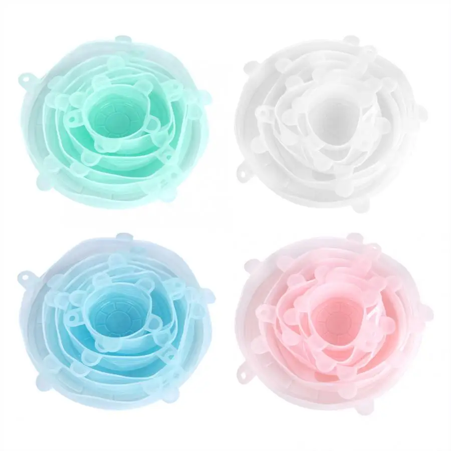 

6Pcs/Set Silicone Reusable Stretchable Storage Cover Food Fruit Preservation Cover Lid for Bowl Home Kitchen Supplies