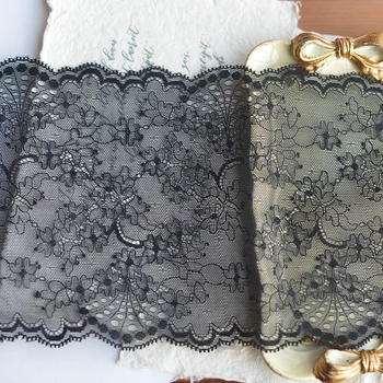 

3meters/lot 17cm beautiful soft smooth black lace trim no-elastic small eyelash mesh lace accessories X033