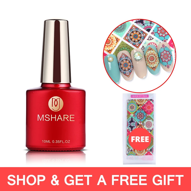 MSHARE Nail Transfer Foil Glue Gel Polish Nails Adhensive Transfering with Free foil Sticker 10 Typ