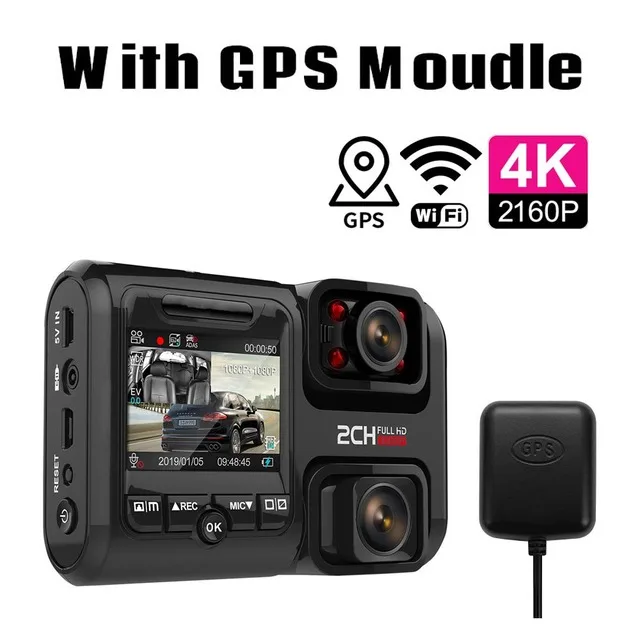 car dash camera front and rear 4K Dual-Lens Car DVR Built-in Sony Image Sensor Camera Ultra HD 1080P Night Vision Monitor GPS WIFI ADAS Dash Cam Sprint Camera car dash camera front and rear Vehicle Cameras