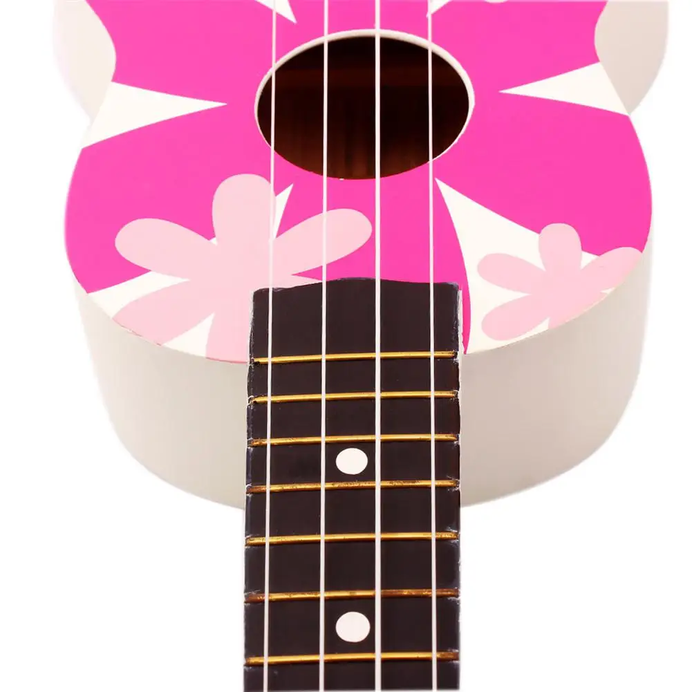 21 дюймов Гавайские гитары укулеле красивый цветочный узор липа Ukelele 4 струны инструмент с сумкой ремень струна Capo