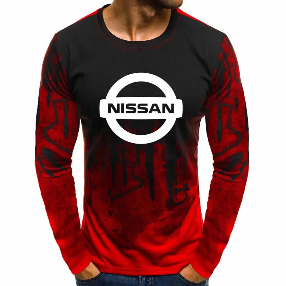 Градиентный пуловер с круглым вырезом, толстовки Nissan Motor, с логотипом автомобиля, повседневные хлопковые мужские толстовки, хип-хоп Harajuku, мужская одежда