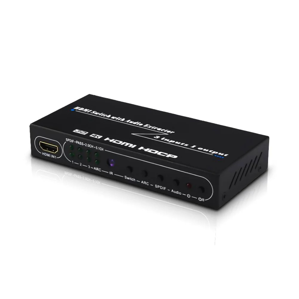 4K HDMI коммутатор 3 в 1 выход 3 порта HDMI коммутатор 3x1 3D с 5,1 каналов Spdif/коаксиальный и 3,5 R/L аудио EDID коммутация