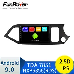 FUNROVER 2.5D 2 din android 9,0 автомобильный проигрыватель с радио и GPS dvd для KIA Picanto Moring правая ведущая 2011-2017 Автомобильная Мультимедийная навигация