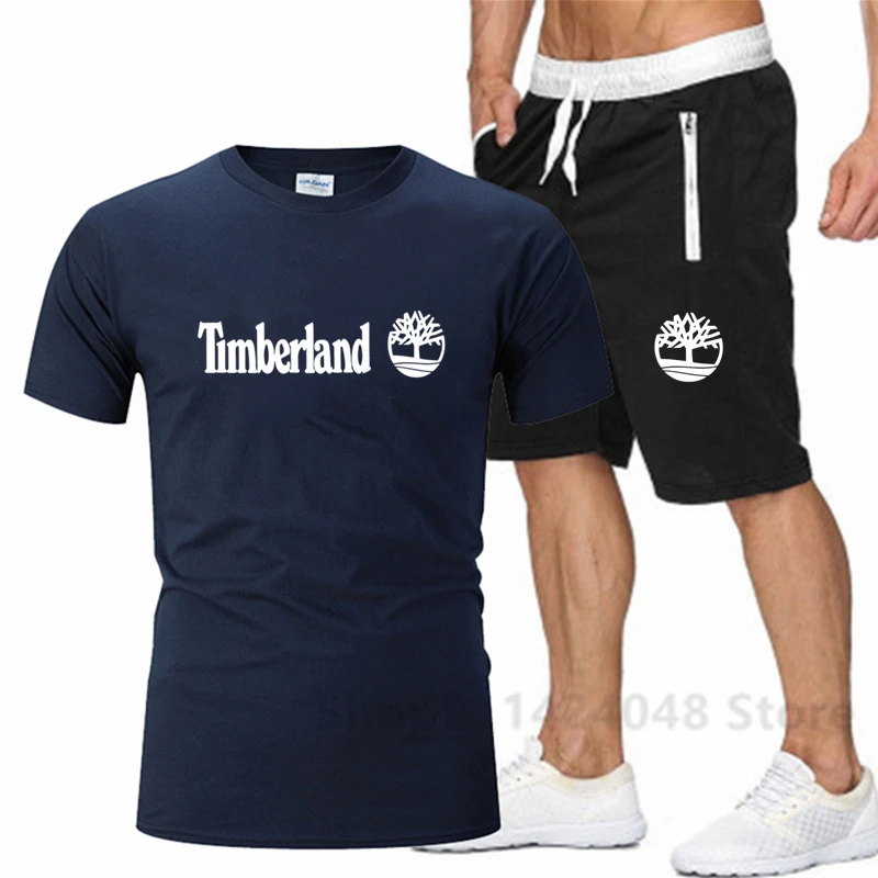 Camiseta de algodón con cuello redondo para hombre, traje deportivo de pantalones cortos, Camiseta de algodón de alta calidad para correr, novedad de 2021