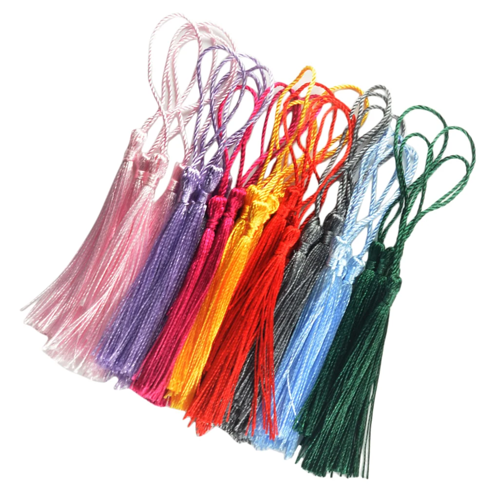 120Pcs Rainbow Color Mini Floss Bookmark Tassels Classic Fringe with Cord Loops Tassel Pendant Earrings Bookmark Craft