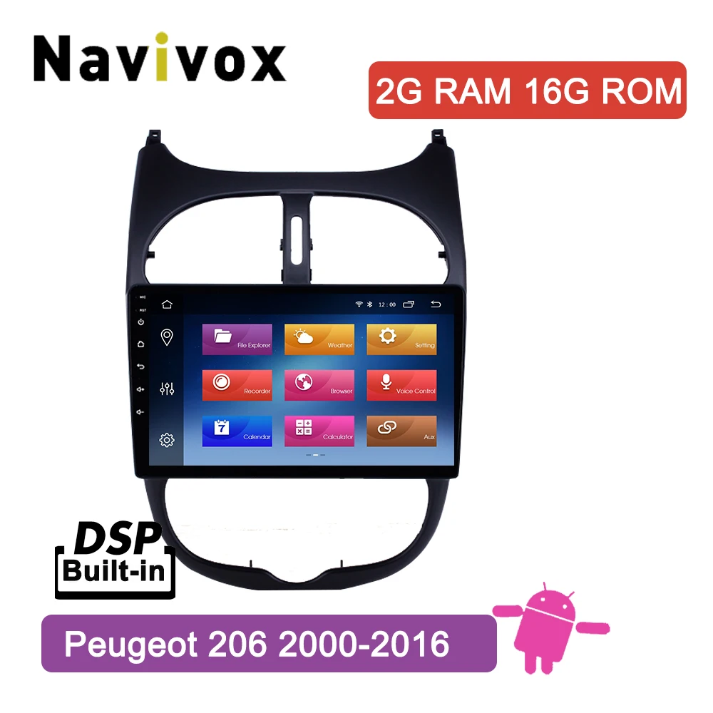 

Navivox Android 8.1 For Peugeot 206 2000 2002 2004 2006 2008 2016Car Radio Multimedia Video Player Navigation GPS 2 din dvd
