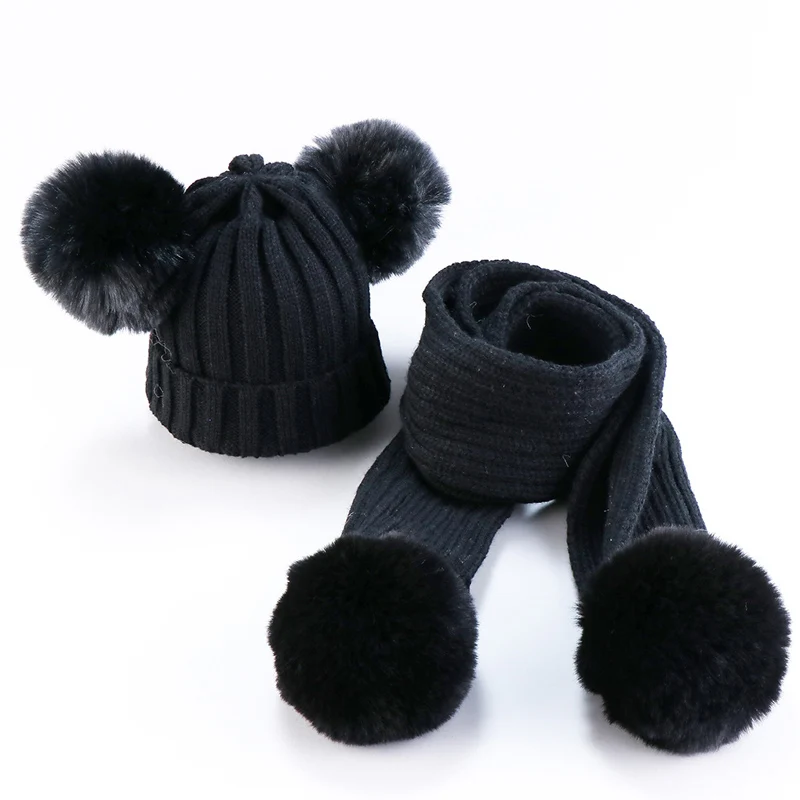 

LZH 2022 Autumn New Hat For Boys Thread Color Matching Woolen Ball Children's Winter Hats Knitted Baby Hats Set Of Hat And Scarf