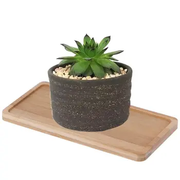 

Rectangle Rectangle Shape Bamboo Saucer Plant Tray Mini Plant Flower Pot Stand Favor Succulent Pot Tray Simple Elegant Design