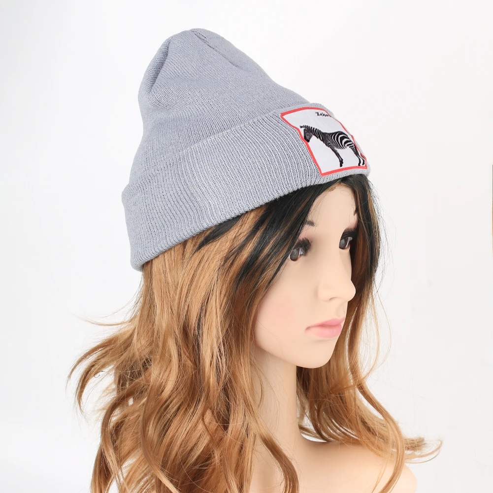 Wo мужская шапка s, короткая зимняя шапка, мужская вязаная шапка Skullies, с манжетами, без полей, Зебра, тонкая, теплая, хеджирующая шапка, детские черные шапочки, шапки