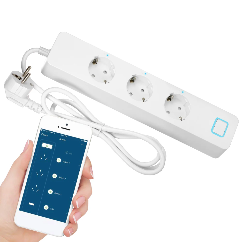 Блок питания WiFi Smart Plug 3 ЕС розетка Защита от перенапряжения пульт дистанционного управления выход независимый переключатель Голосовое управление Набор розеток