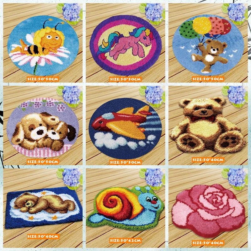 

Cute Latch Hook Rug Kits Crochet Hook Embroidery for Felting Cross Stitch Thread Embroidery Kits Stitch Thread Carpet For kids