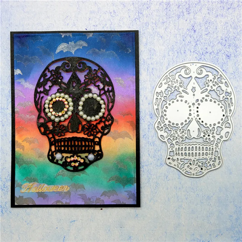 

Naifumodo Halloween Metal Cutting Dies Foral Skull Stencil for DIY Scrapbooking Paper/photo Cards Embossing Dies New 2019