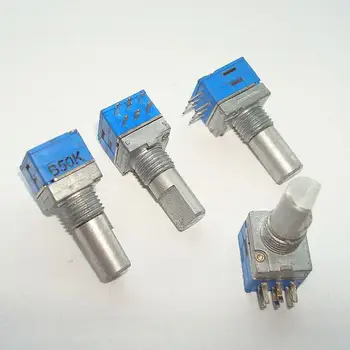 

5pcs/lot pjiap switch 6 pin 09 type for audio / amplifier / sealed potentiometer dual B50K handle length 15MM