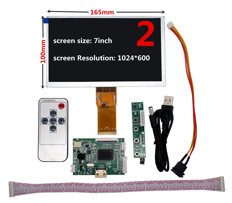 7 дюймов 1024*600 HDMI экран ЖК-дисплей с драйвером платы монитор для Raspberry Pi B+ 2 3 Banana/Orange Pi мини компьютер