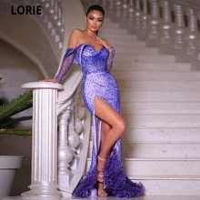 

LORIE Purple Mermaid Long Split Slit Formal Beaded Evening Dresses 2022 Sweetheart Party Gowns Prom Dress Robe De Soirée Femme