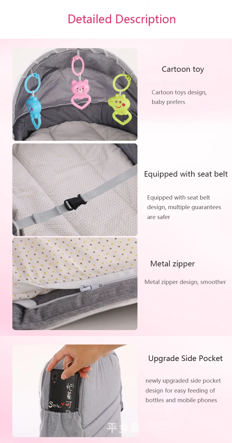 Children's Bed Portable Crib Baby Crib Folding Bed Baby Nest Cot Mosquito Net Cradle Car Travel Bed For Newborns Cots For Babies