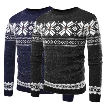 

2019 Men Sweater Slim Fit Knitted Pullover Sweaters Christmas Pattern Spring Autumn O Neck Sweatshirt Tops Long Sleeve