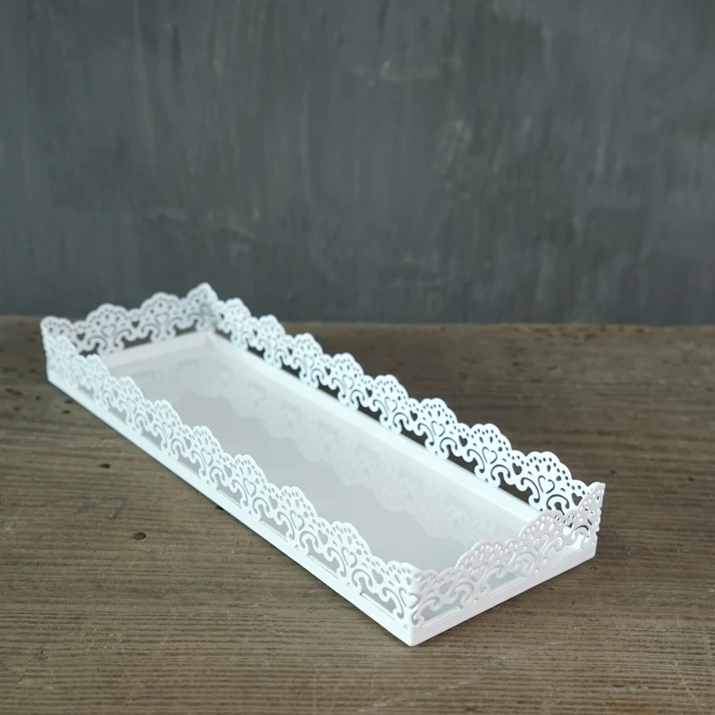 Plateau de service rectangulaire en métal plaqué argent 42x28cm, pour gâteau  pâtisserie, desserts, tasses, plateau pour la décoration de la maison FT028  - AliExpress