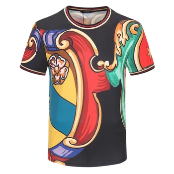 

Men's Short Sleeve T-Shirt 2020 New Round Collar Cotton Creative Printing Fashion Trend Europe Slim