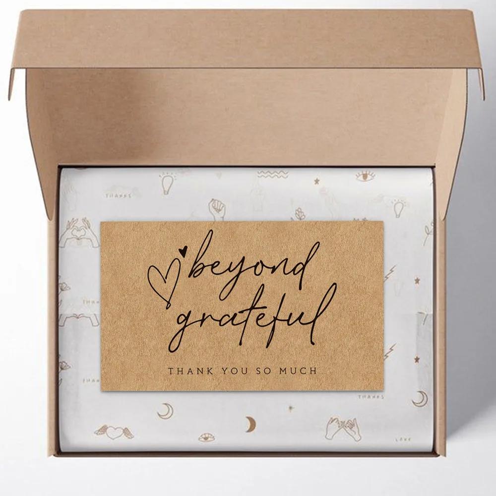 Mini Greeting Cards Thank You Card For Small Shop Gift Decoration Card For Small Business card Natural Kraft Paper 10-30pcs