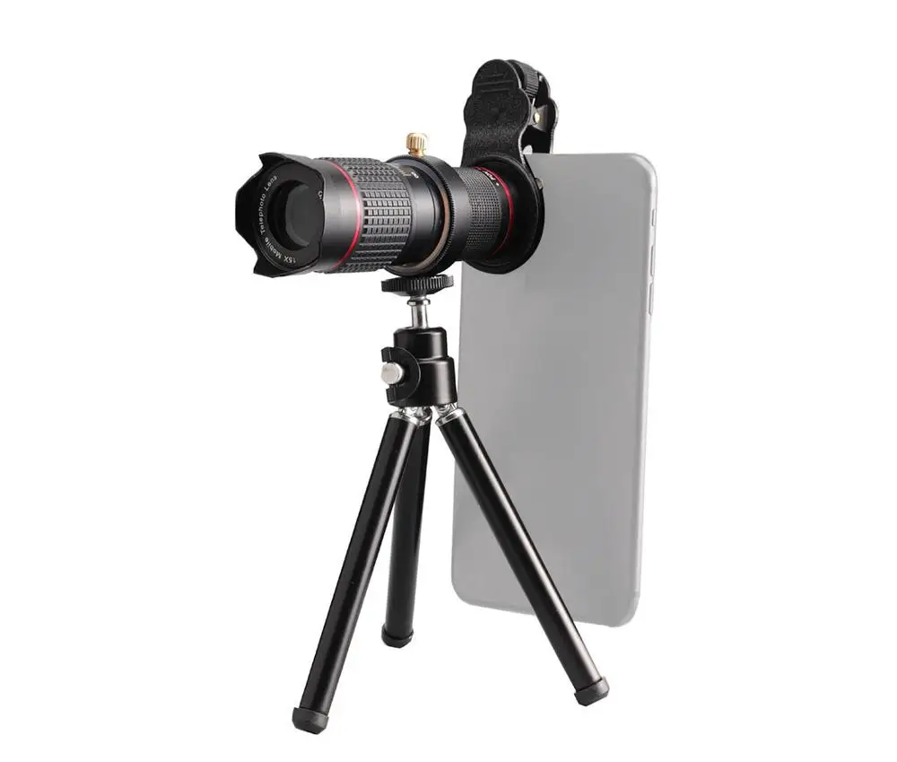 

Universal 15X Optical Zoom Telescope Phone Telephoto Lens Magnifier w/ Tripod and Storage Bag Kit Black Cellphone Lenses Cameras
