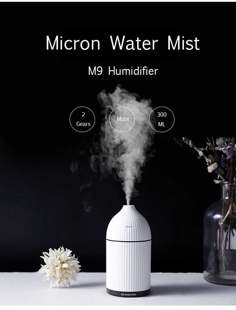 

Mini USB M9 Humidifier Ultrasonic Mute Aromatherapy Essential Oil Diffuser Home Office Bedroom Desktop Air Humidifier Sprayer h
