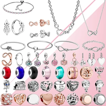 

Fahmi 2020 Mother's Day Love Mum Infinity Heart Pendant Rose Clip Glass Charm Ring Bracelet Necklace Earring Women's Jewelry