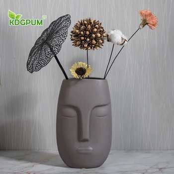 

Modern Handmade Statue Ceramic Vase Face Sculpture Flower Pot Nordic Creative Countertop Home Decoration Ornaments