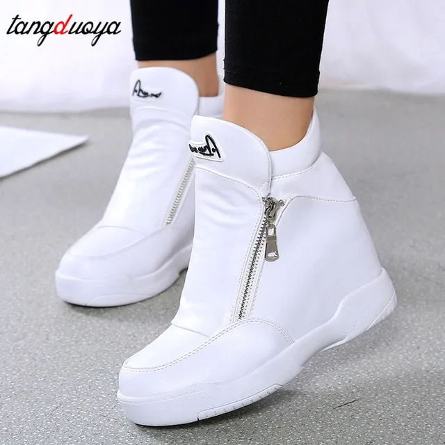 US $9.35 platform sneakers shoes white black casual shoes women sneakers ladies platform sneakers heels wedg