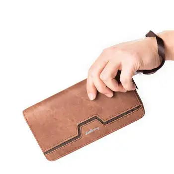 

Hot Selling PU Leather Wallet for Men Card Holder Organzier Slots for Cell Phone Long Purse -B5