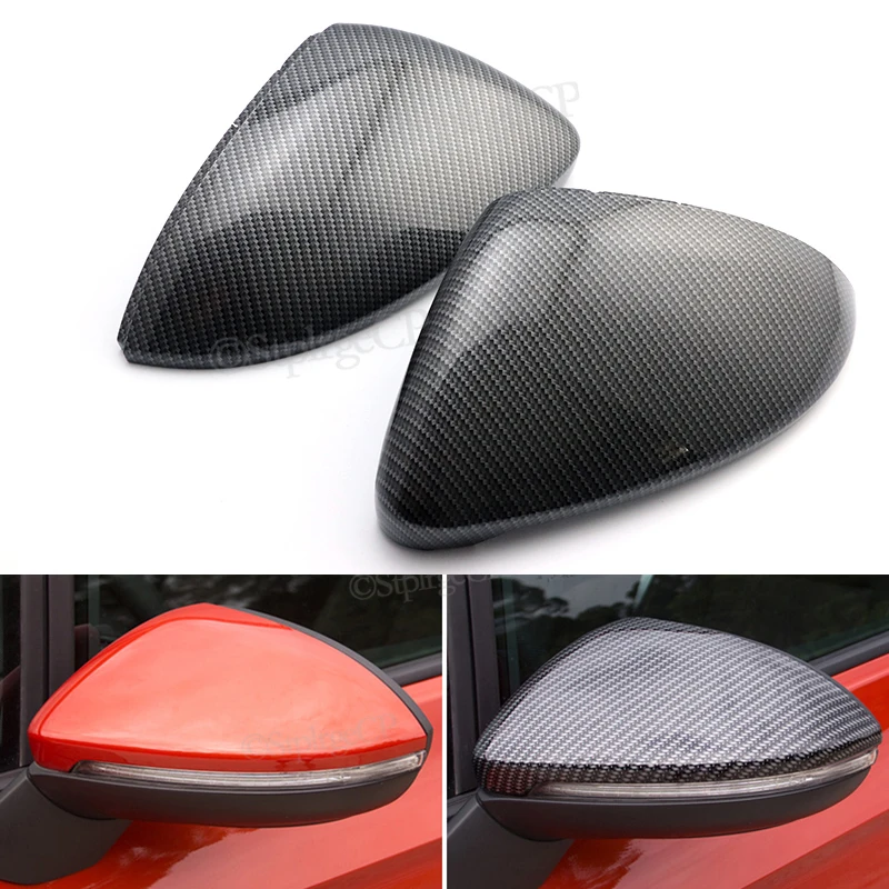 Rearview mirror cover Side mirror box cover Carbon fiber pattern bright black mirror cover For Volkswagen VW Touran L 2016-2019