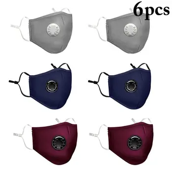 

6pcs Breathable Solid Color Mouth Mask Dustproof Anti-Fog Half Face PM2.5 Mask Mouth Cover With Filters For Outdoor