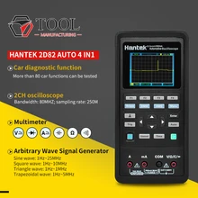 Portátil handheld 4 do osciloscópio hantek 2d82 em 1 detector de digitas 80mhz 2d82auto fonte sinal automotivo diagnóstico 250msa/s