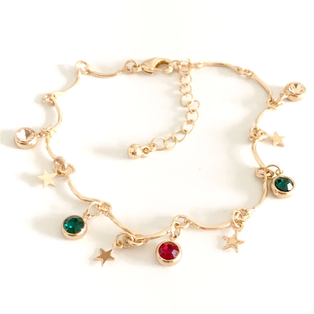 

CHIC GOLD COLOR PLATING COLORFUL STONE STAR CHARM BRACELET OR ANKLET FOR WOMEN