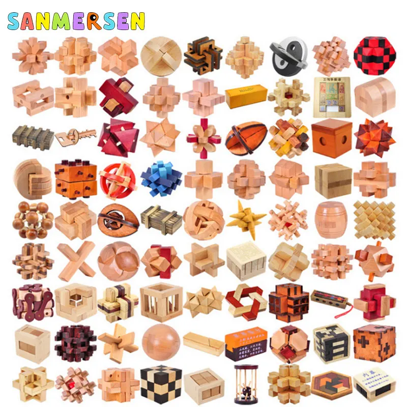 IQ Brain Teaser Kong Ming Lock Lu Ban 3D деревянная Блокировка Burr Jigsaw Развивающие Пазлы игрушки