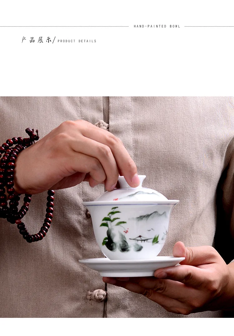 Ручная роспись керамический гайвань китайский чайный сервиз чайная чаша супница креативный чайный кофейная чашка и блюдце набор