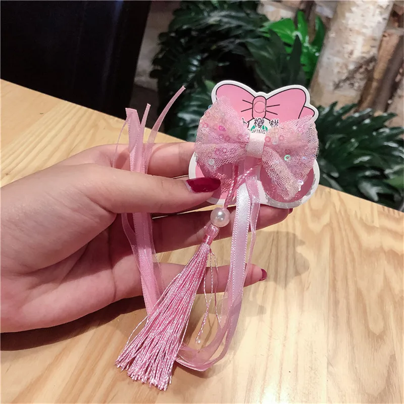 Children Ribbon Bow Hairpins Cute Glitter Princess Hair Clips Hair Accessories For Girls Barrette Party Headwear Birthday Gift - Цвет: 2