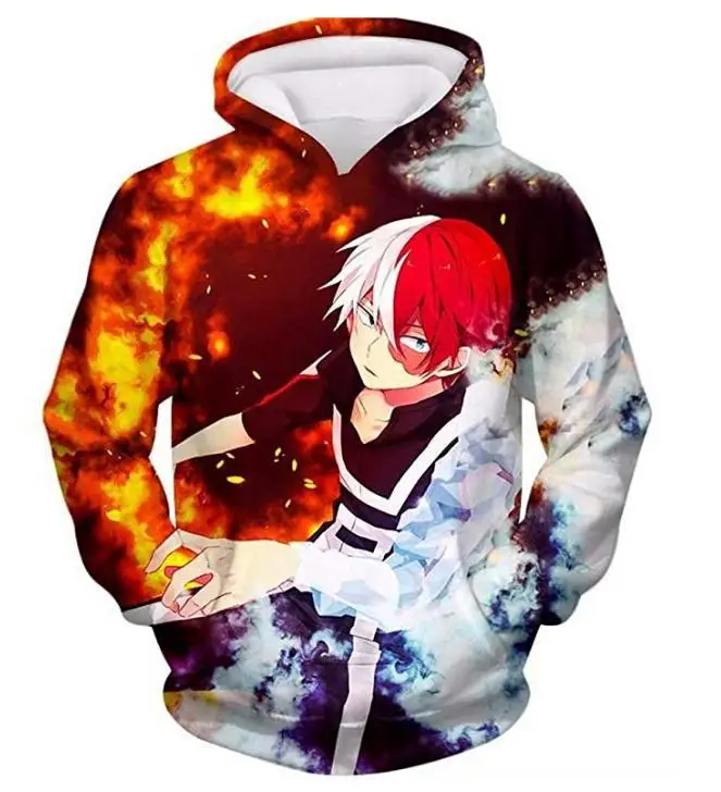 Толстовки с капюшоном для косплея Todoroki Shoto из флиса осени|Толстовки и свитшоты| |