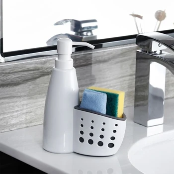 

ABSS-Two-In-One Dispenser and Storage Box Multi-Function Liquid Detergent Container Sponge Drainboard Soap Holder Rack Cleaning