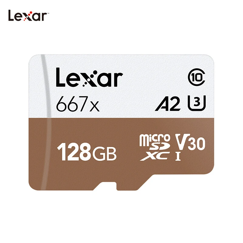 

Original Lexar 667x Memory Card A2 High Speed 100MB/s 128GB V30 Class 10 UHS-I U3 Mirco SD Card For 1080p Full-HD 3D 4K Video