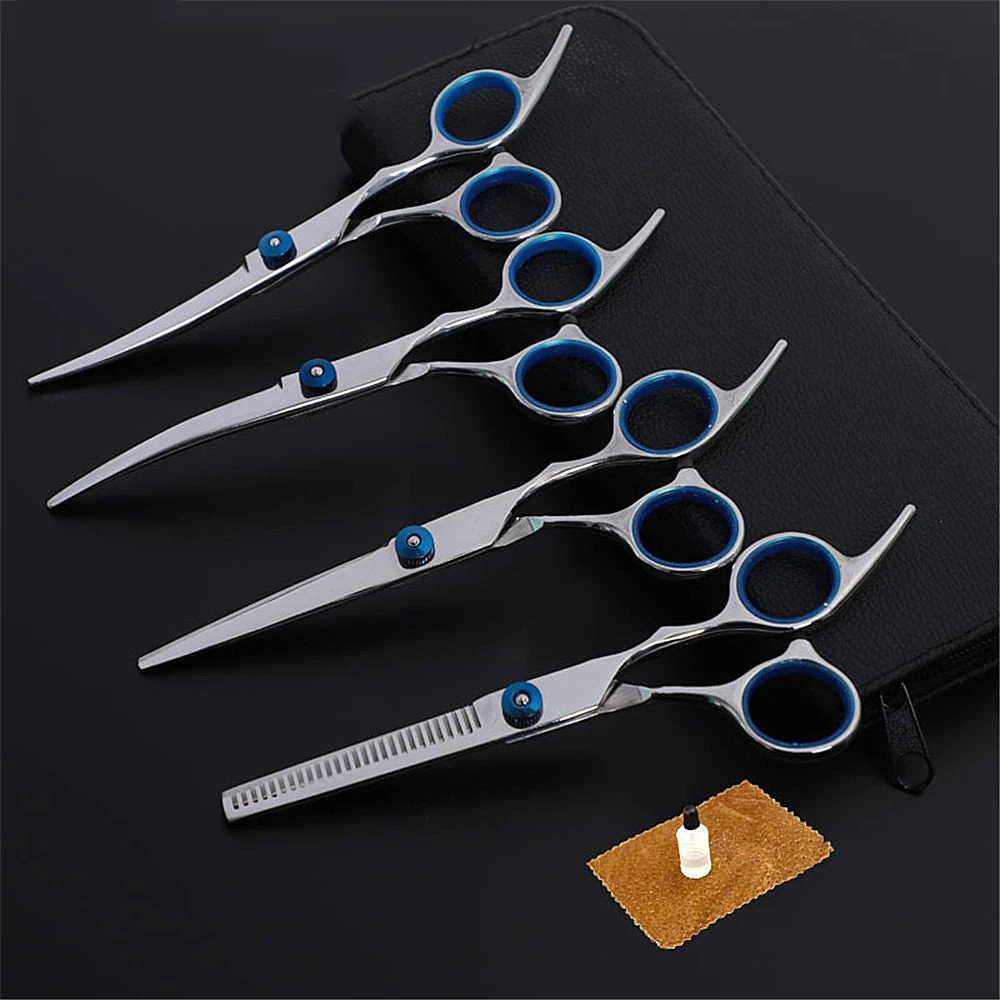 6 Inch Pet Dogs Gromming Scissors Stainless Steel Up Down Curved Shears Sharp Edge Animals Cat Hair Cutting Barber Cutting Tools (4)
