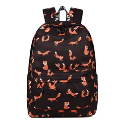 Модные милые школьные рюкзаки с принтом лисы; Водонепроницаемая женская сумка; рюкзак для ноутбука; женский школьный рюкзак