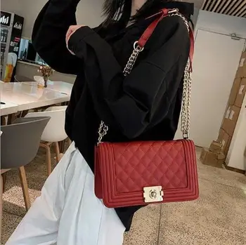 

2019 Single shoulder slant grid chain packAAA153