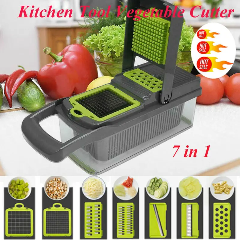 7 In1 Vegetable Cutter Food Salad Fruit Peeler Cutter Slicer Dicer Chopper Kitchen 2019 New