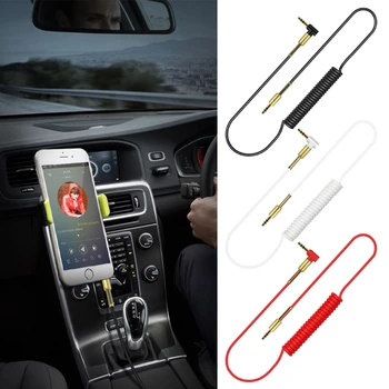 

3.5mm Male To Male 90 Degree Angle Aux Spring Cable For Car Stereo MP3 PC